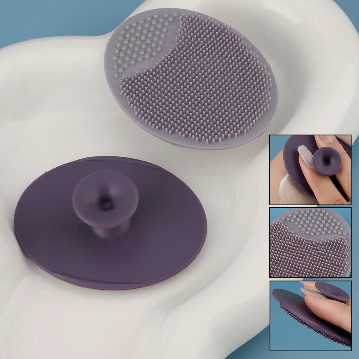 2-Piece Silicone Facial Cleansing Brush Set - Rose Red