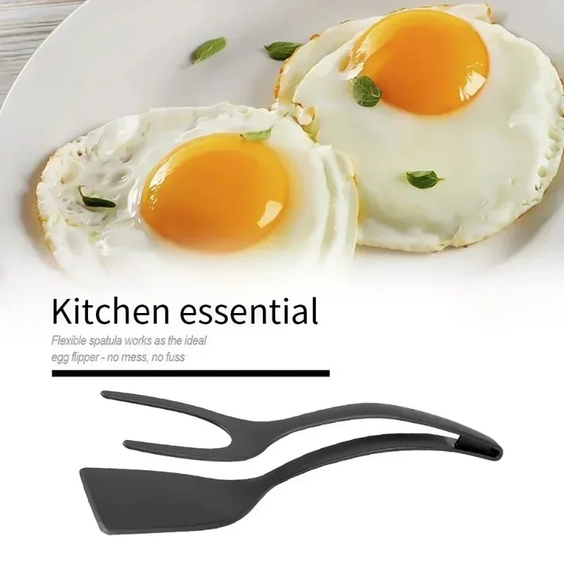 2-in-1 Nylon Grip Flip Tongs with Spatula Turner