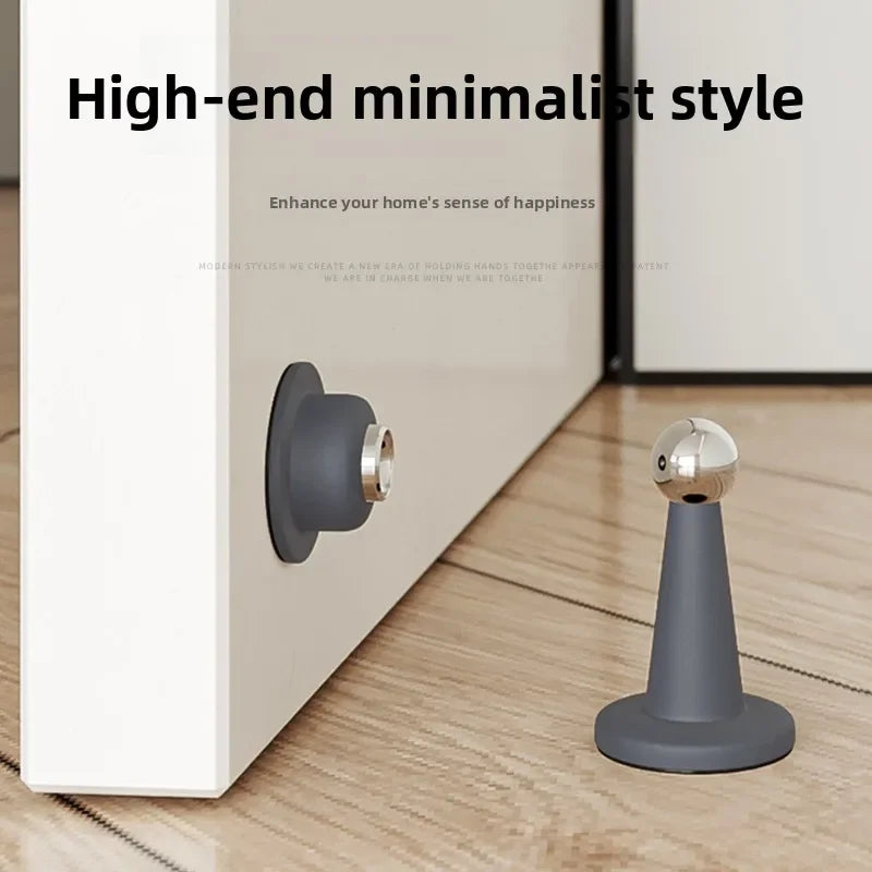 No-Drill Silicone Door Stopper with Wall Protection
