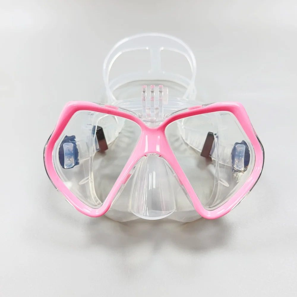 Diving Mask with Snorkel Tube - Tempered Glass Camera-Compatible Swim Gear