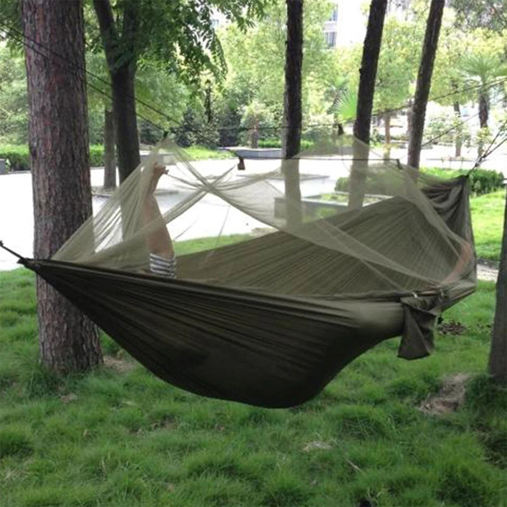 Portable Camping Hammock with Mosquito Net - 210T Nylon Swing Bed