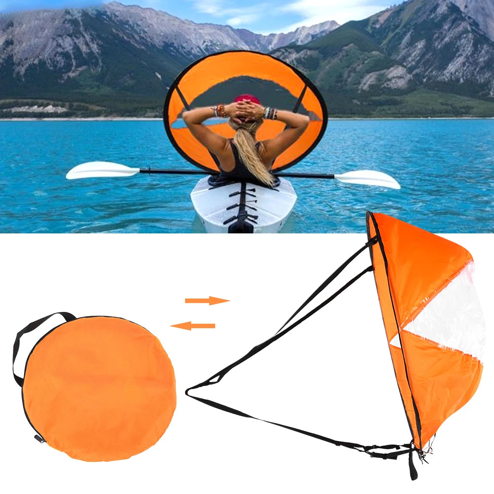Foldable Transparent Kayak and Canoe Sail with Wind Paddle Design