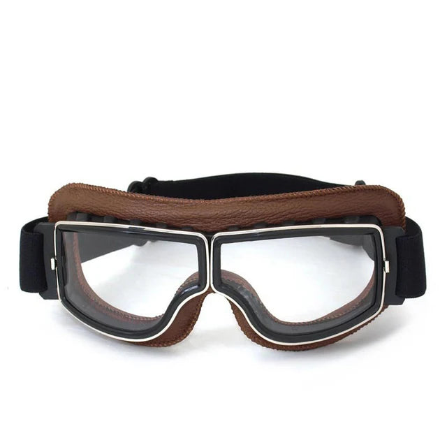 Retro Windproof Motorcycle Helmet Glasses - Brown