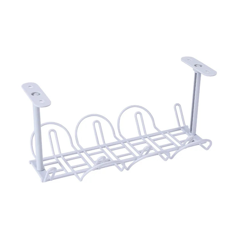 Under Desk Cable Storage Rack - Plastic Socket Shelf Organizer