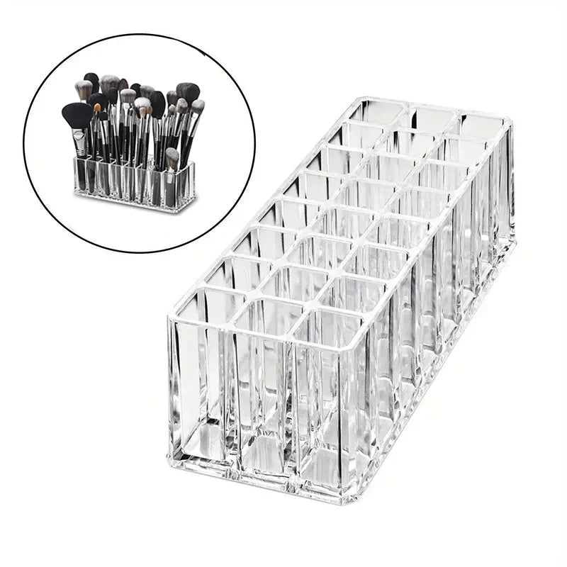 24-Slot Acrylic Makeup Brush and Lipstick Organizer