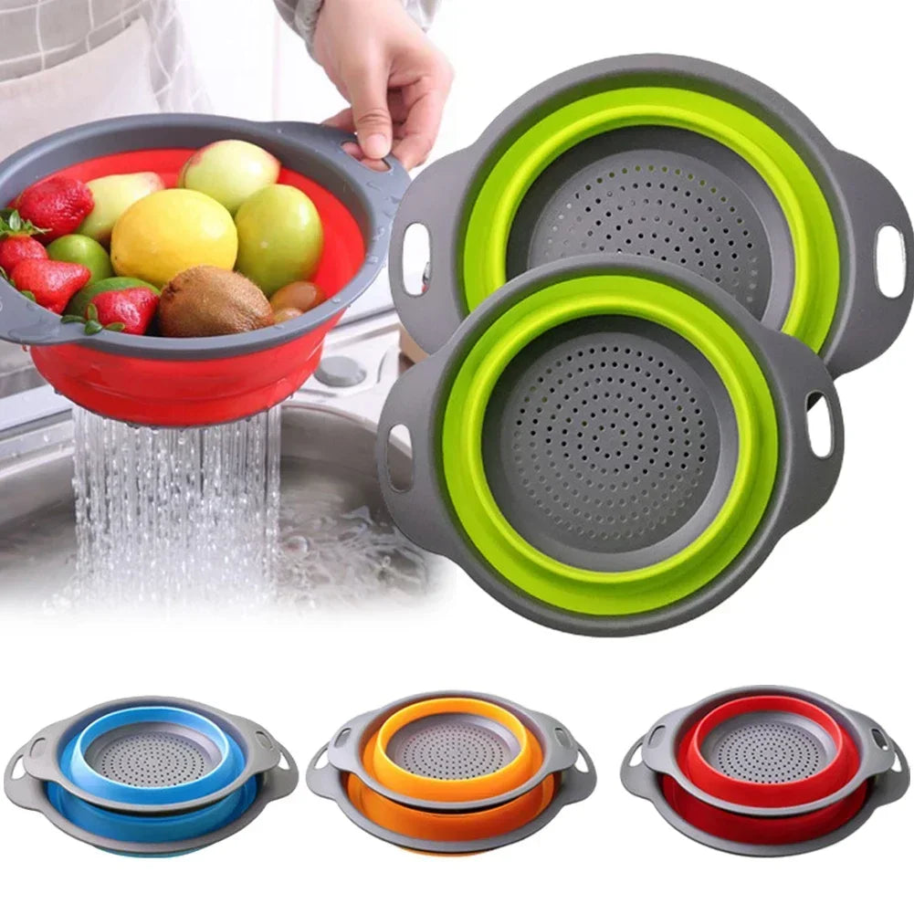 Collapsible Silicone Drain Basket and Vegetable Colander