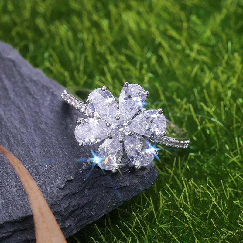 Champagne Square Crystal Statement Ring for Women