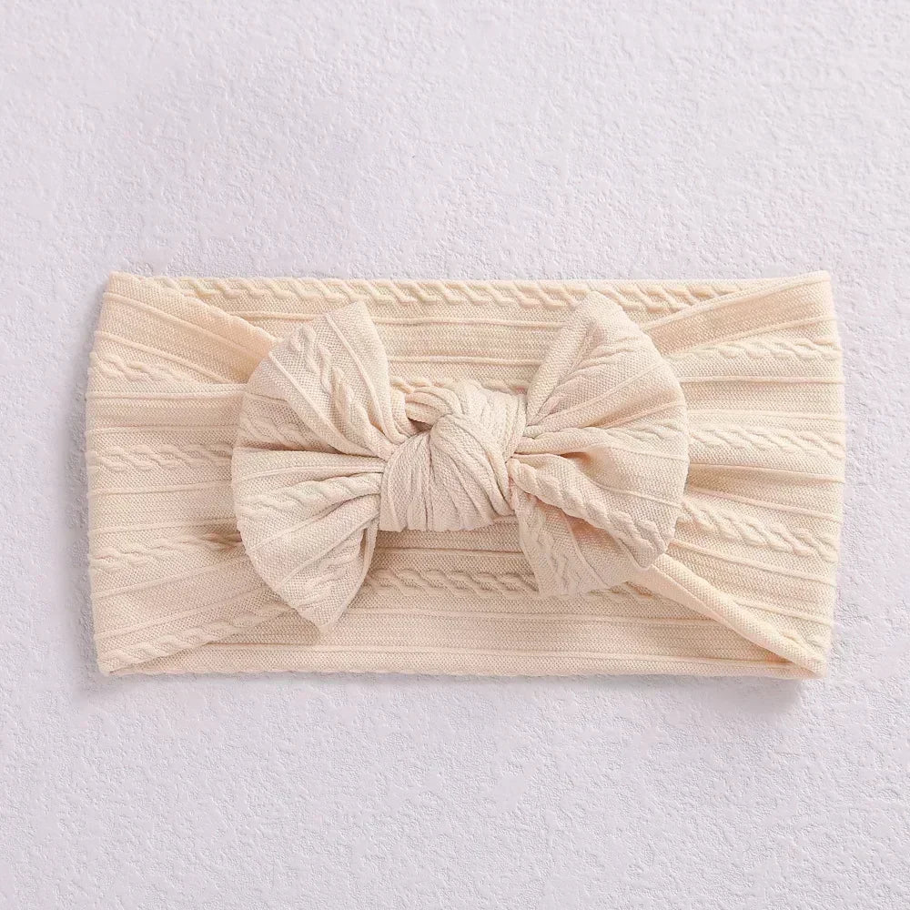 Elastic Baby Bow Headband - Soft Jacquard Newborn Hair Accessory