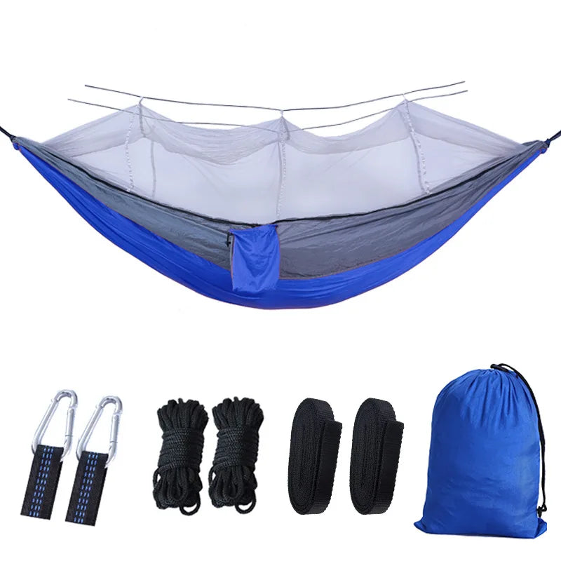 Portable Camping Hammock with Mosquito Net - 210T Nylon Swing Bed