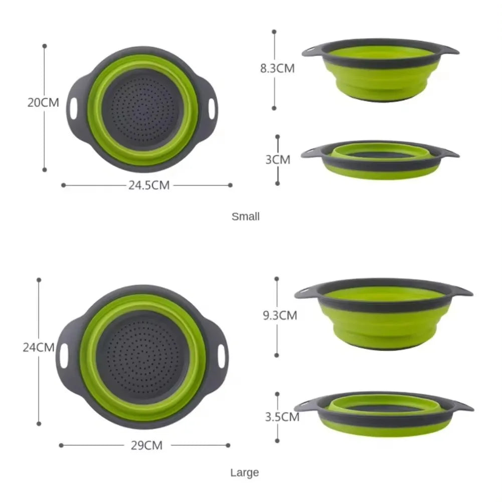 Collapsible Silicone Drain Basket and Vegetable Colander