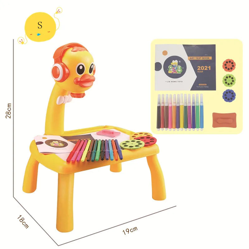 Kids LED Projector Drawing Table Set - Educational Art Board Toy