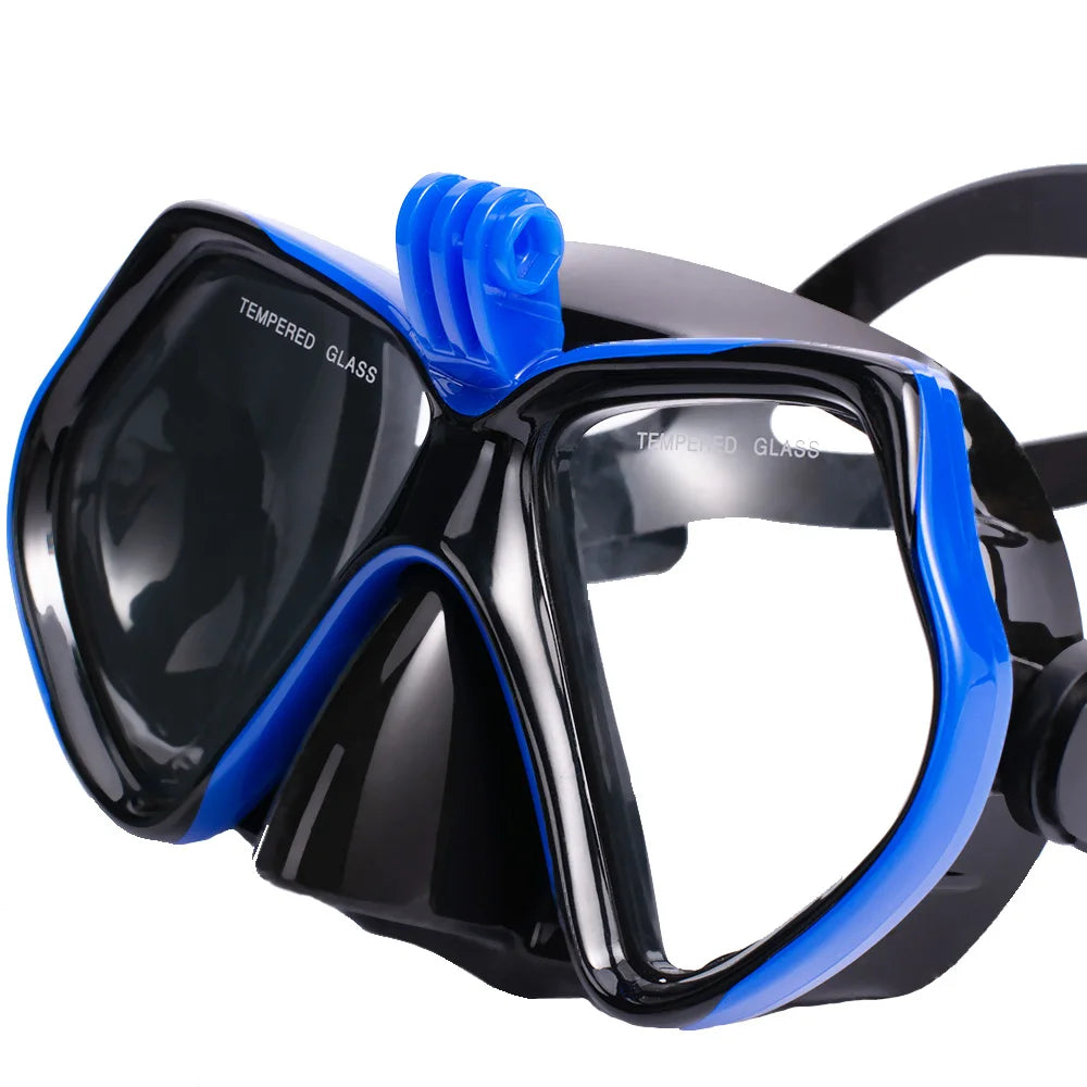 Diving Mask with Snorkel Tube - Tempered Glass Camera-Compatible Swim Gear