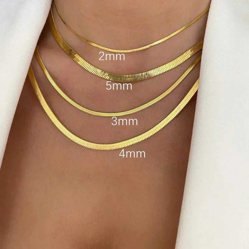 316L Stainless Steel Gold Snake Chain Necklace