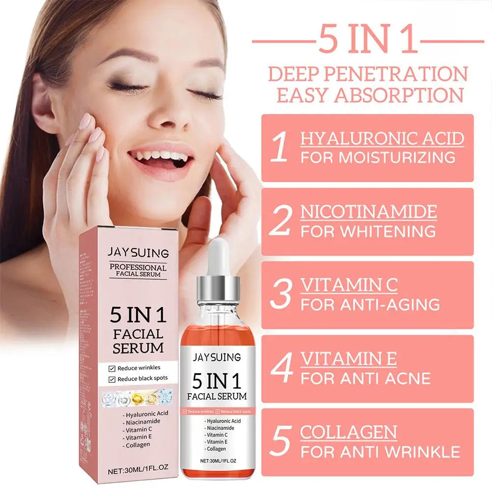 5-in-1 Face Serum - Vitamin C Hyaluronic Acid Skincare Liquid