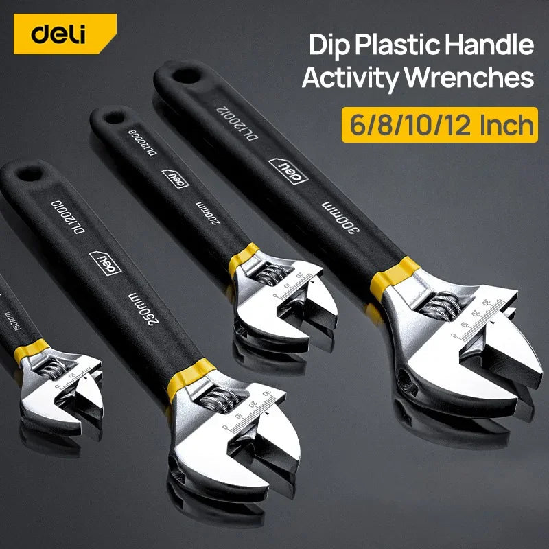 Deli Adjustable Carbon Steel Wrench for Workshop Repairs