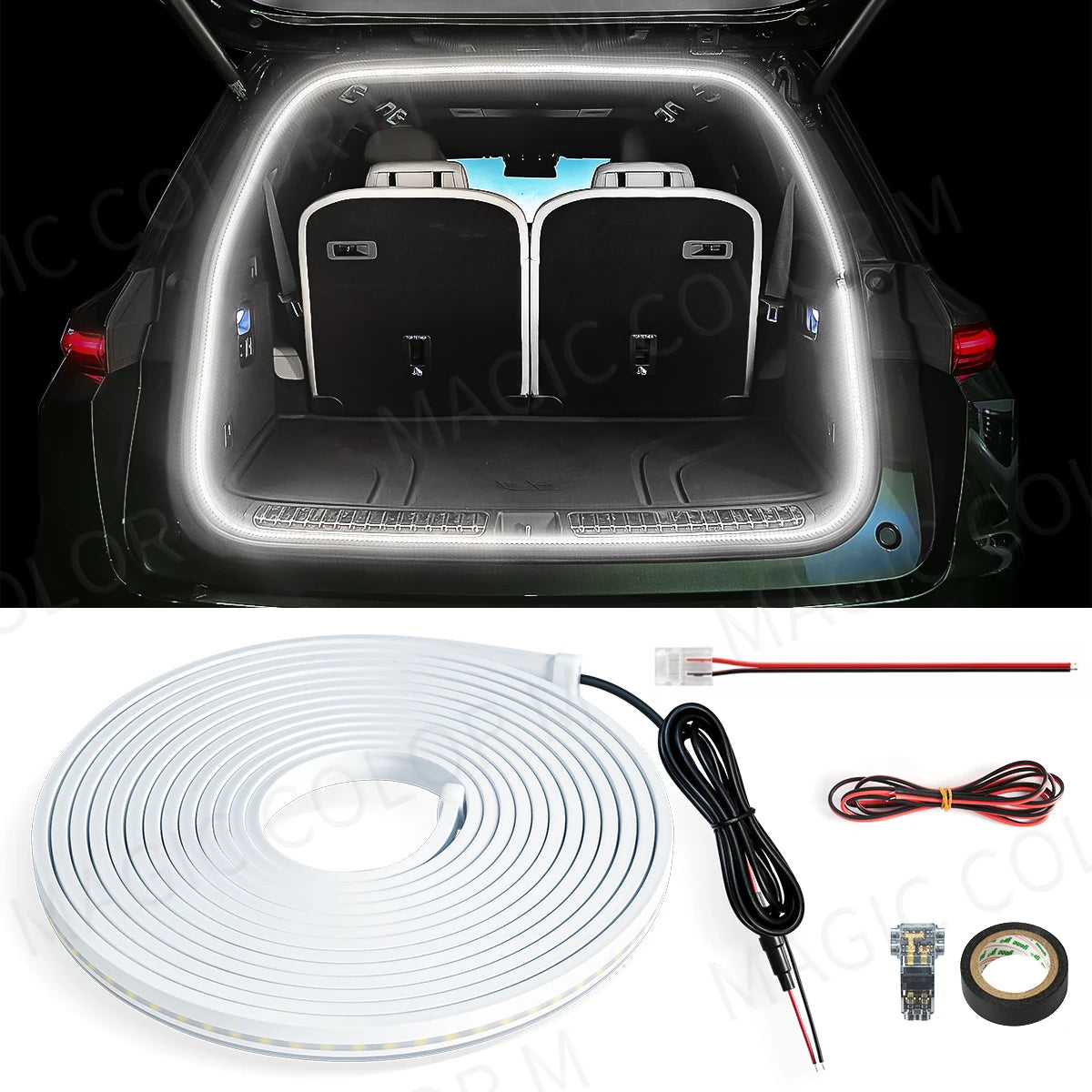5M Flexible LED Car Trunk Light Strip - 12V White