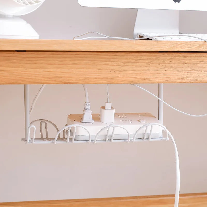 Under Desk Cable Storage Rack - Plastic Socket Shelf Organizer
