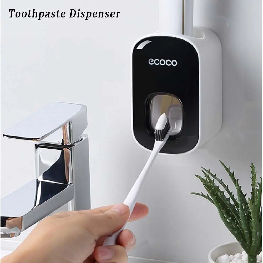Wall Mounted Toothbrush Holder with Toothpaste Squeezer