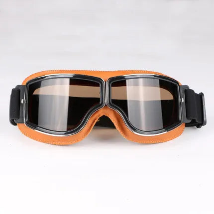 Retro Windproof Motorcycle Helmet Glasses - Brown