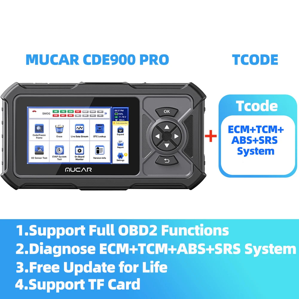 MUCAR CDE900 Pro OBD2 Scanner - 5-Inch Full System Code Reader