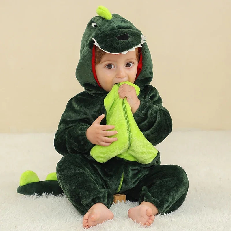 Winter Lion Kigurumi Baby Romper with Hooded Design