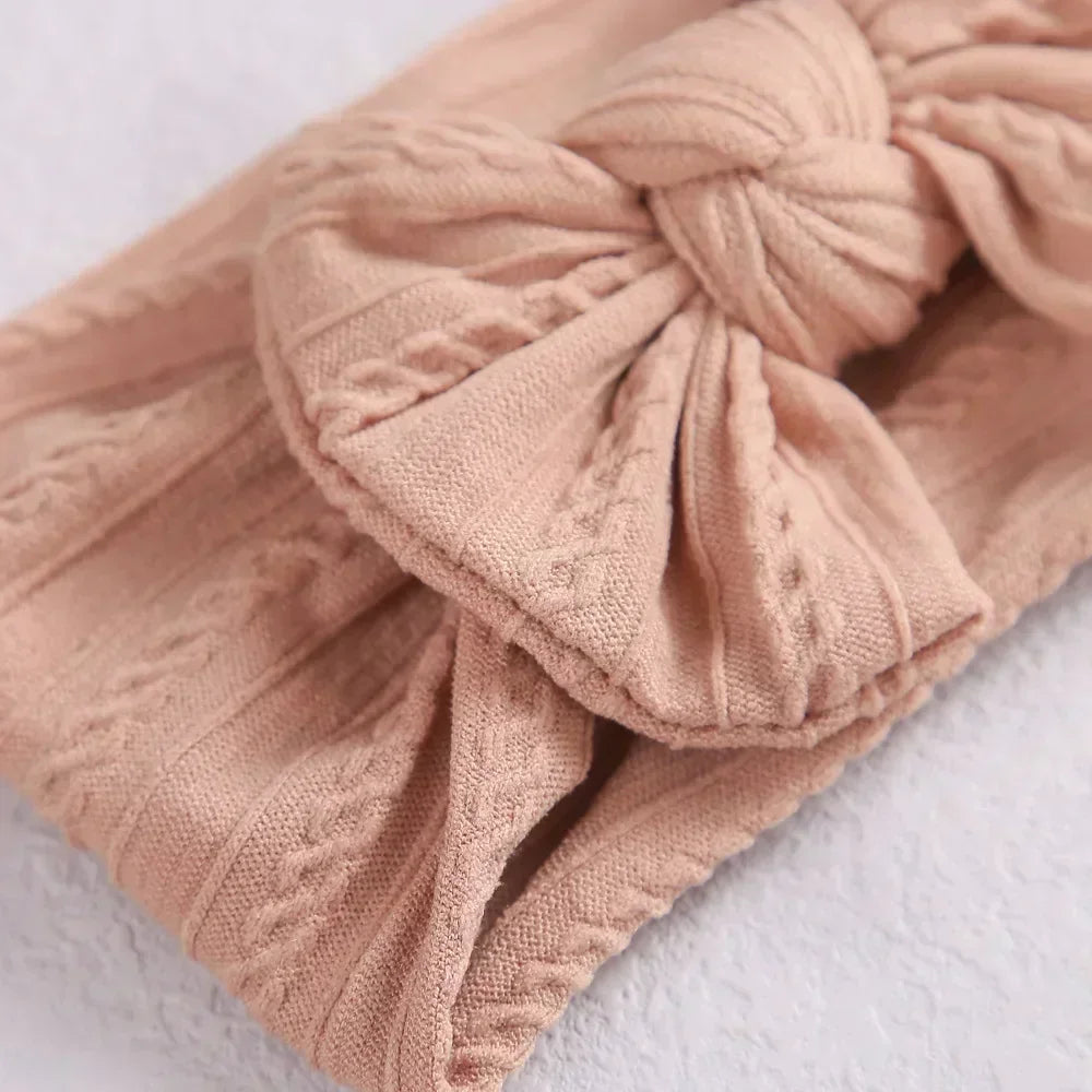 Elastic Baby Bow Headband - Soft Jacquard Newborn Hair Accessory