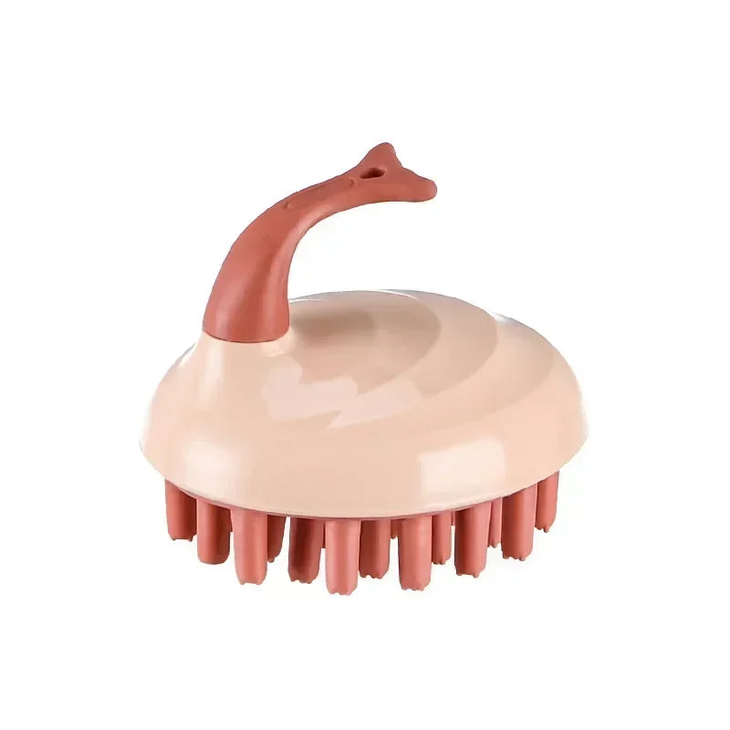 Silicone Shampoo Scalp Massage Brush - Pink Flower