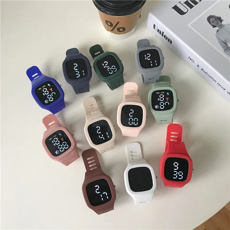 LED Digital Sports Watch - Waterproof Square Silicone Wristwatch