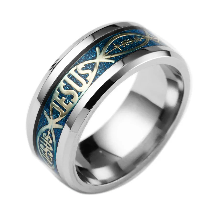 8mm Stainless Steel Tungsten Carbide Meteorite-Style Ring