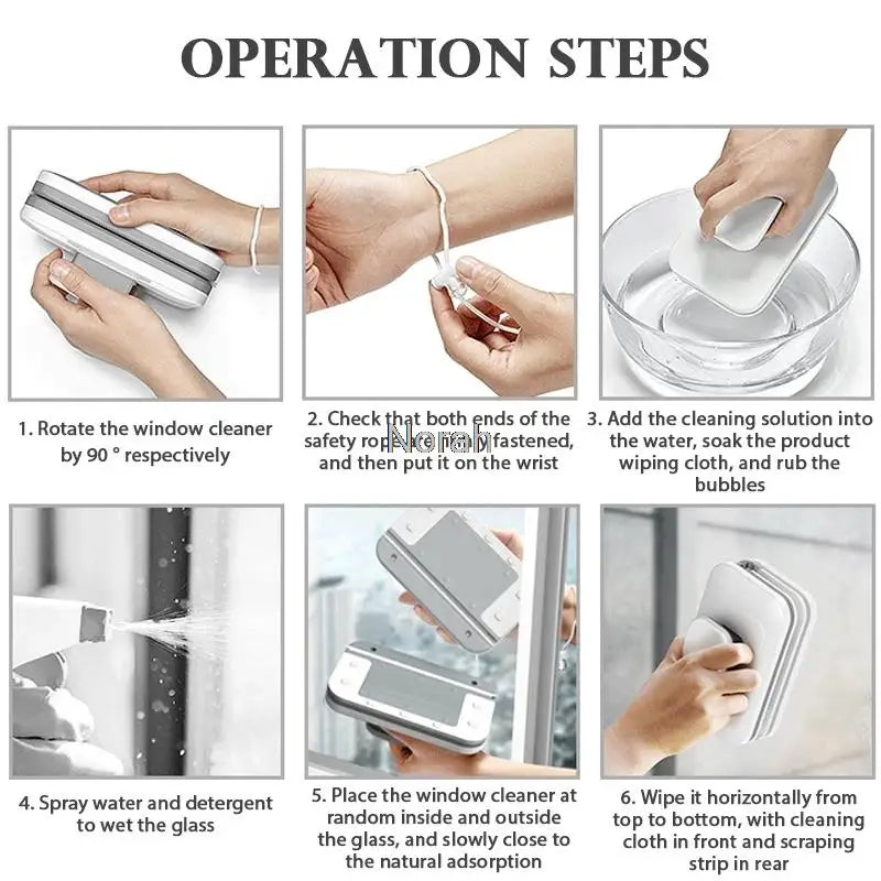 Double-Sided Magnetic Window Cleaner Glass Scraper