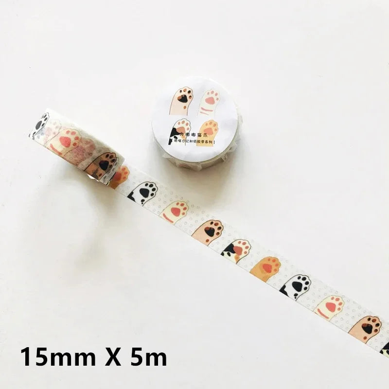 Cute Cat Washi Tape Roll - 5m Adhesive Scrapbooking Label Tape