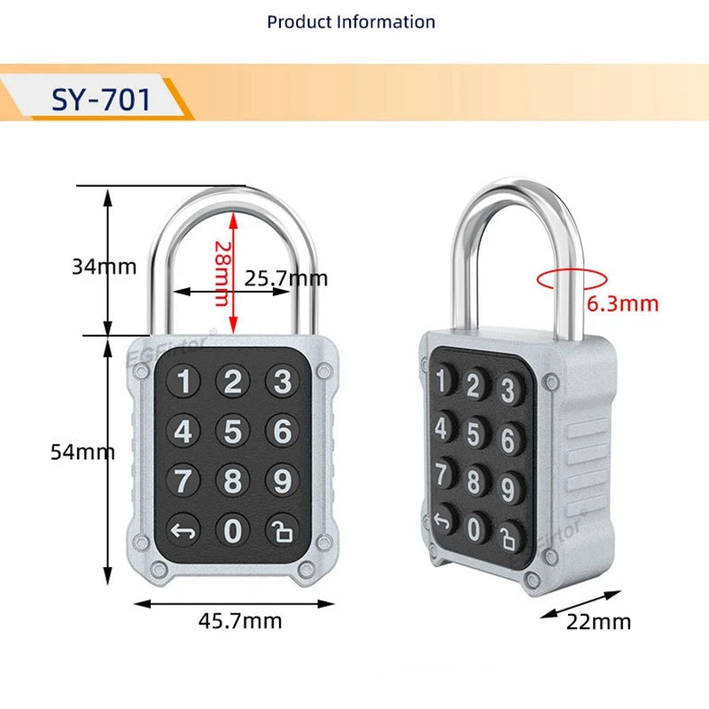 Tuya Bluetooth Smart Padlock - App Remote Password Security Lock