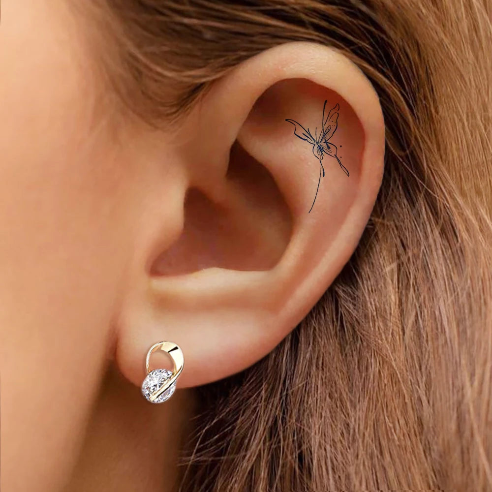 Cubic Zirconia Stud Earrings in Rose Gold or Silver Tone