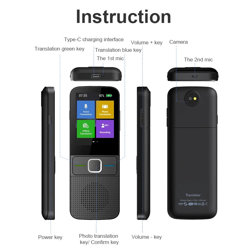 T10 Smart Voice Translator - 137-Language Real-Time AI Device