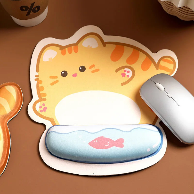 Corgi Cat Wrist Rest Mouse Pad - Memory Foam Anti-Slip Desk Mat