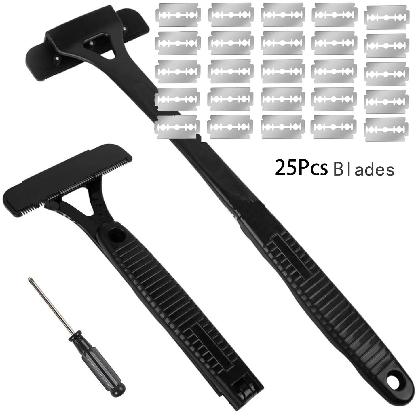 Foldable Long Handle Back Shaver for Men - Black