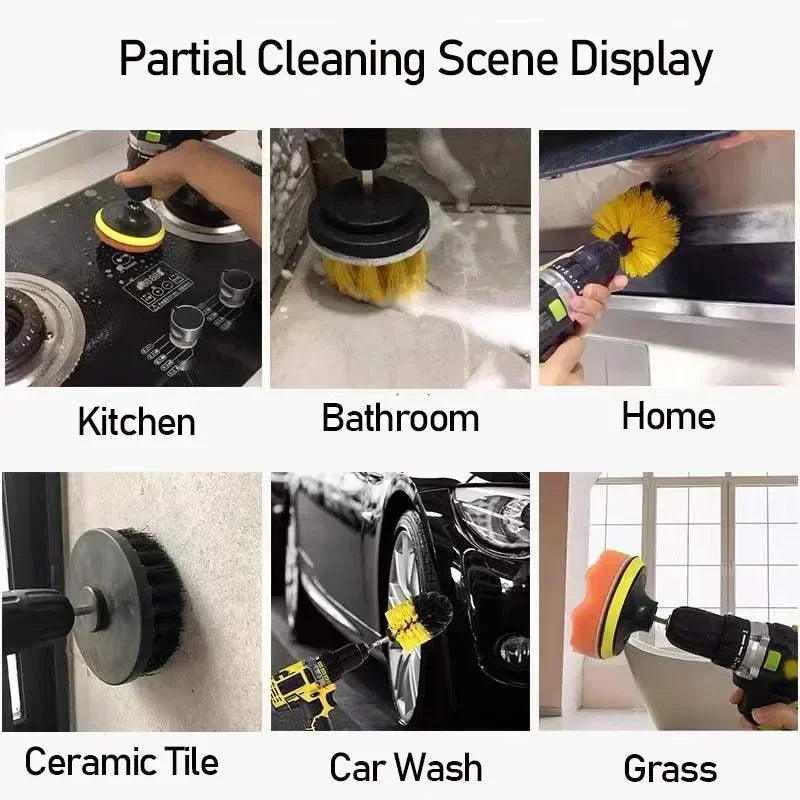 Drill Scrubber Brush Kit for Carpet, Glass, Car and Tires