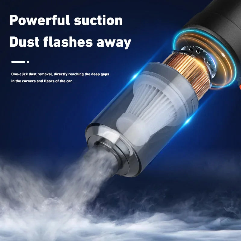 Portable Wireless Car Vacuum Cleaner - 6000PA Black