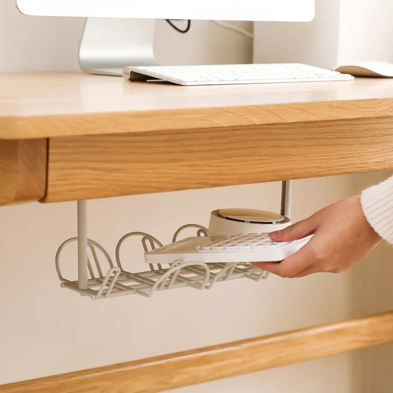 Under Desk Cable Storage Rack - Plastic Socket Shelf Organizer
