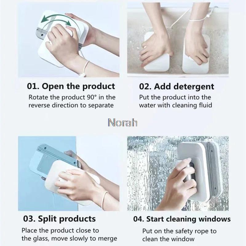 Double-Sided Magnetic Window Cleaner Glass Scraper