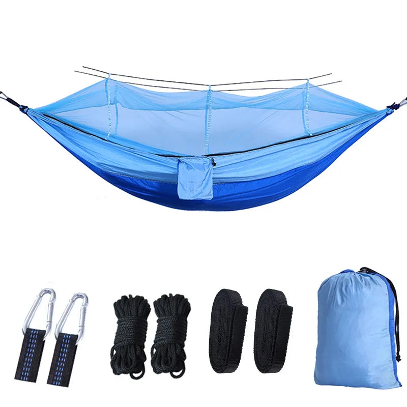 Portable Camping Hammock with Mosquito Net - 210T Nylon Swing Bed