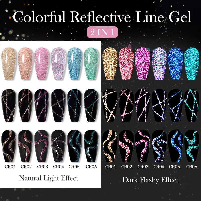 LILYCUTE Reflective Glitter Liner Nail Gel - 5ml