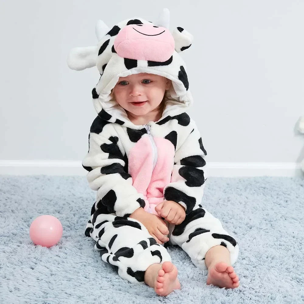Winter Lion Kigurumi Baby Romper with Hooded Design