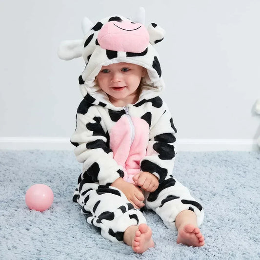 Winter Lion Kigurumi Baby Romper with Hooded Design
