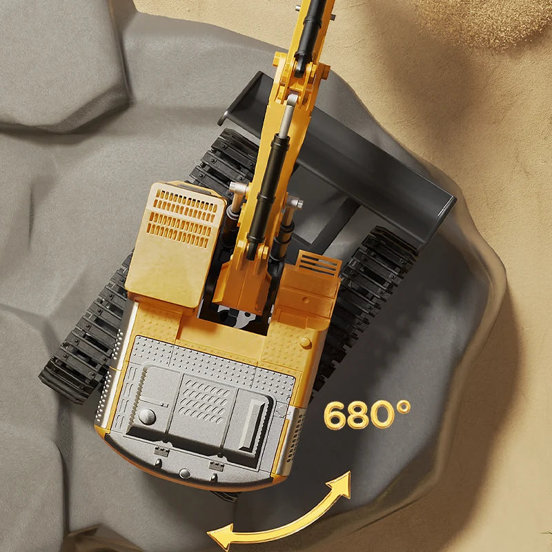 Alloy RC Excavator Toy Car - Lights and Sound Engineering Vehicle
