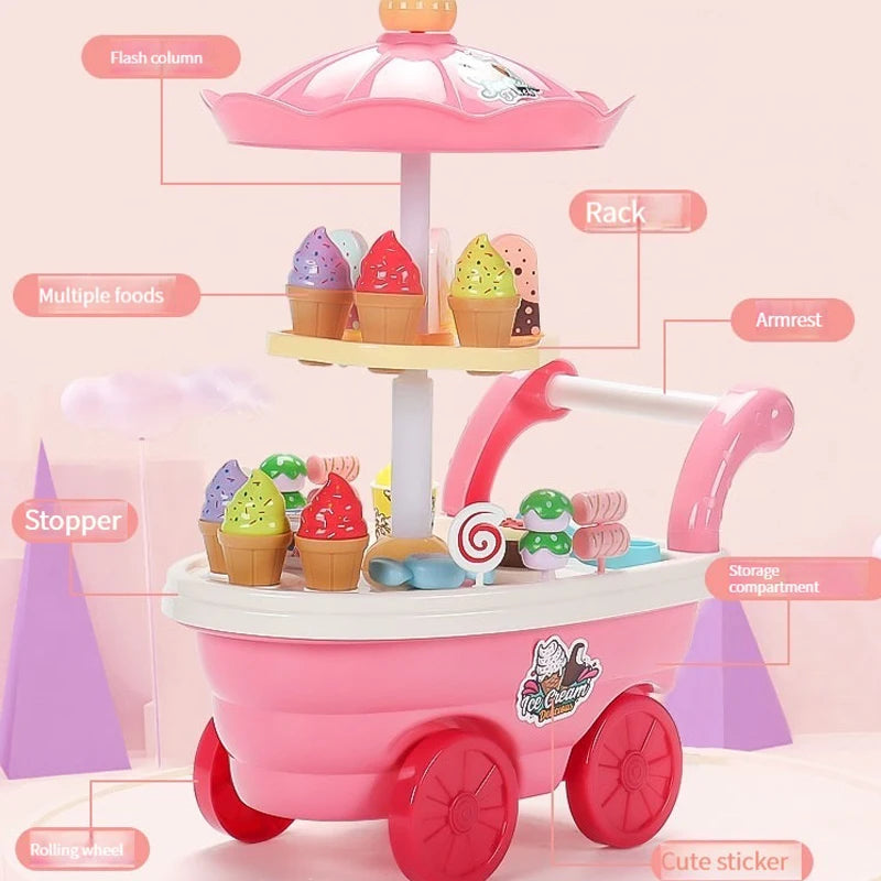 Ice Cream Truck Kitchen Toy Set - Candy Cart Pretend Play
