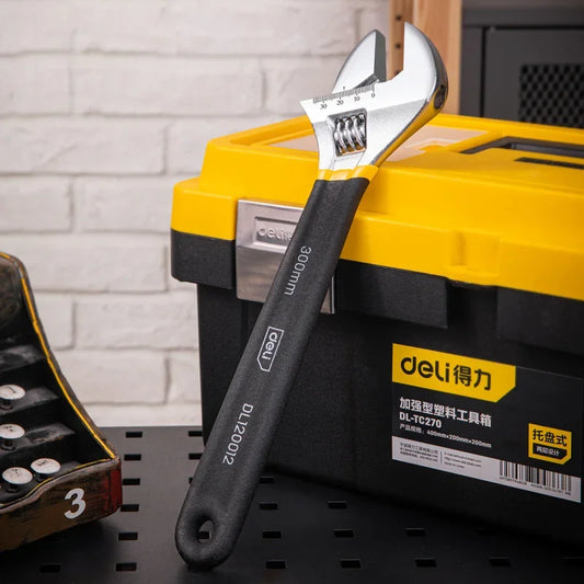 Deli Adjustable Carbon Steel Wrench for Workshop Repairs