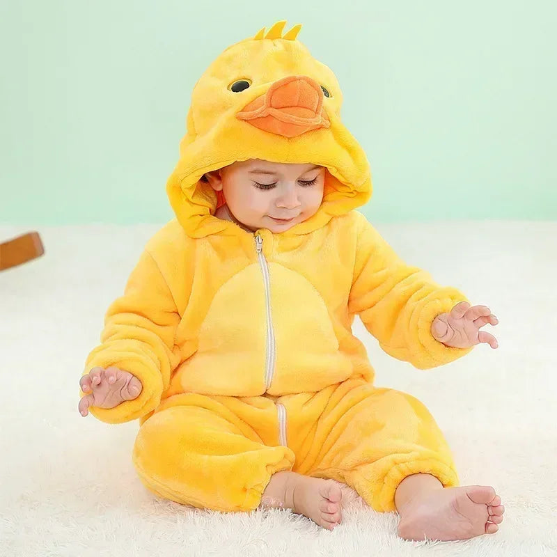Winter Lion Kigurumi Baby Romper with Hooded Design