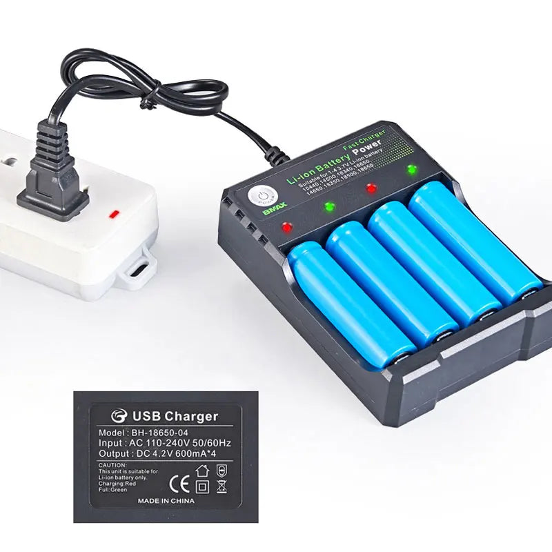 18650 Lithium Battery Charger - 1/2/4 Slot USB Charging Dock