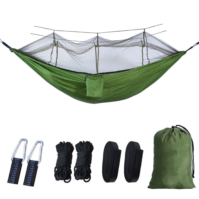 Portable Camping Hammock with Mosquito Net - 210T Nylon Swing Bed